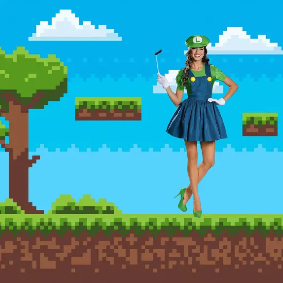 Nintendo Super Mario Bros Women's Luigi Costume Dress {4}