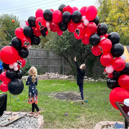 Red and Black Balloons Garland Arch Kit,115pcs Latex Black and Red Party Balloons Arch for Graduation {2}