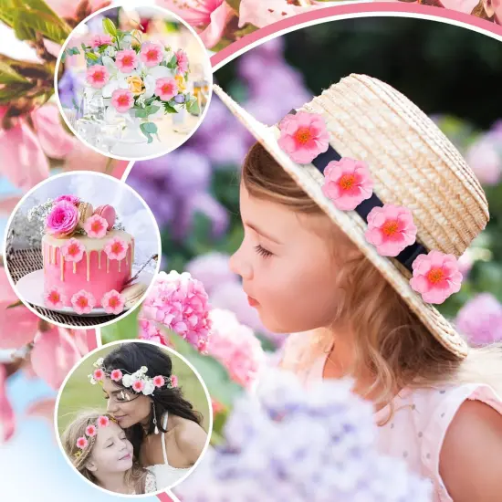 Cherry Blossom Heads,100pcs Artificial Fake Silk Cherry Blossom Petals Sakura Floral Head Decor for Craft Wedding Party {3}