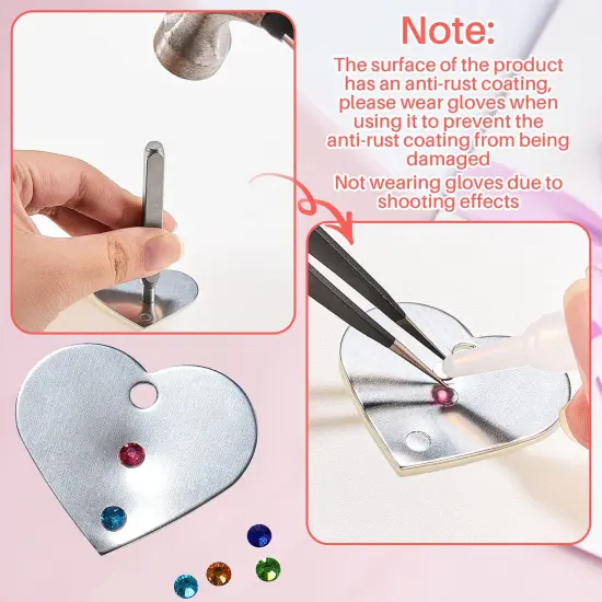 Flat Back Crystals Setter Metal Stamping Punches Kit Includes 3 Pieces Jewelry Metal Stamping Tool for DIY, 1.8 mm, 2.5 mm, 4 mm and 1500 Pieces Multi Colored Rhinestones Crystals {6}