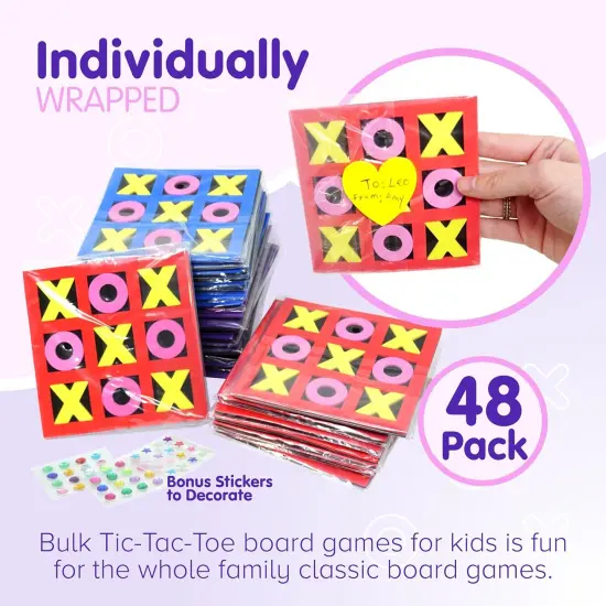 4E's Novelty 24 Pack Tic Tac Toe Game Bulk - Valentines Gifts for Kids, Classroom Exchange Toys {3}