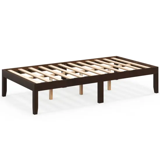 14 Inch Twin Wood Platform Bed Frame with Wooden Slats Support Perfect for Dorms Natural {7}