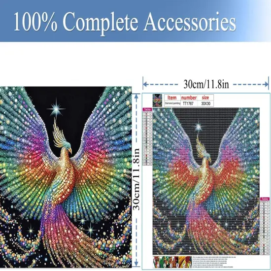 5D Phoenix Diamond Painting Kits for Adult, Fire Phoenix Full Drill Round Diamond Cross Stitch Colorful Painting {3}