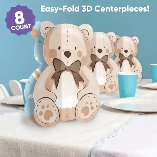 Big Dot of Happiness 8 Count Teddy Bear 3D Centerpiece Table Decorations, Freestanding We Can Bearly Wait Baby Shower or Birthday Party Centerpieces {3}