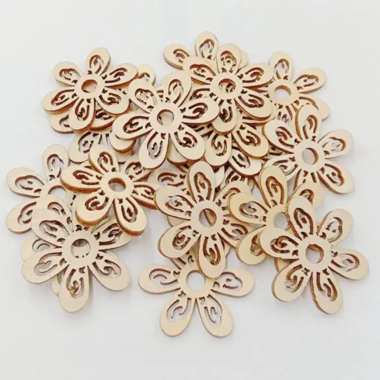 20 Pcs Flower Wood Shapes Craft Wooden Slices DIY Unfinished Wood Ornament for DIY Art Home Decoration {5}