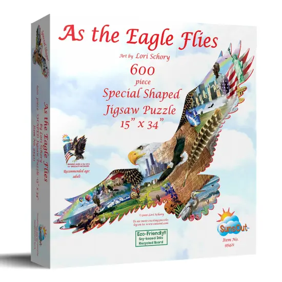 Sunsout As the Eagle Flies 600 pc Special Shape Fourth of July Jigsaw Puzzle 95421 {3}