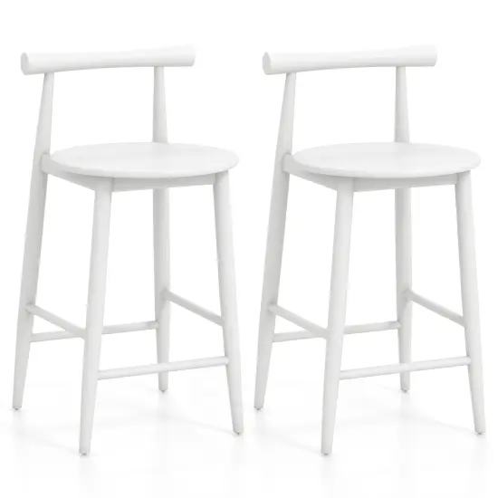 Acacia Wood Counter Height Bar Chair Set with Sturdy Frame and Supportive Legs White {1}