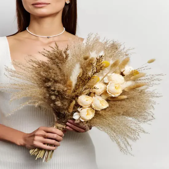 Natural Pampas Grass Mixed Bouquet Dried Flowers Bouquet for Wedding Boho Flowers Home Table Decor Desk Decor, Rustic Farmhouse Decor {2}