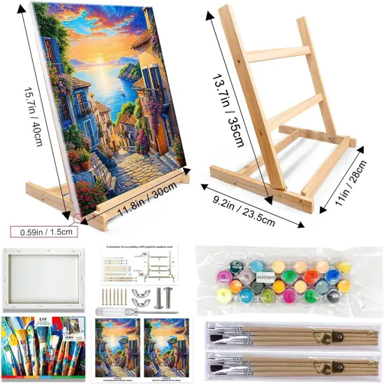 12x16 Inch Paint by Number with Easel Oil Painting Kits for Gift Home Wall Decor {3}