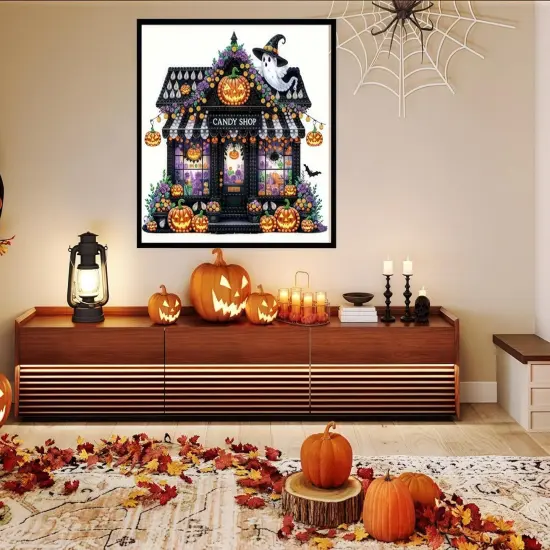 5D Diamond Painting Kits for Adults, Halloween Pumpkin House Diamond Art Kits 11.8x11.8inch {2}