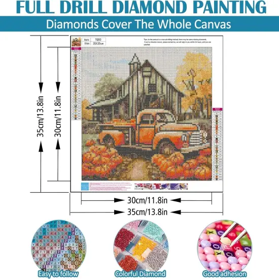 13.8x13.8 Inch - Pumpkin Truck Farmhouse Diamond Painting Kits for Adults {4}