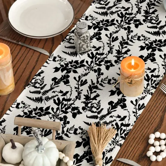 Pumpkin Leaves Flower Fall Table Runner {4}