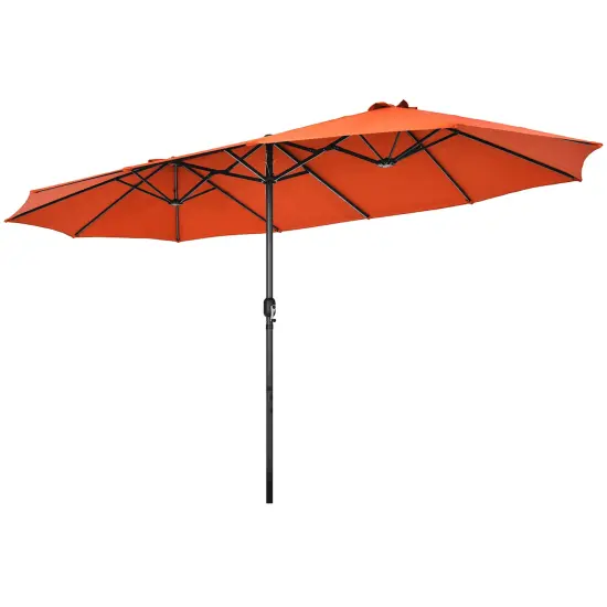 Costway 15FT Patio Double-Sided Umbrella Crank Outdoor Garden Market Sun Shade Red\Blue\Coffee\Beige\Navy\Orange\Turquoise {1}