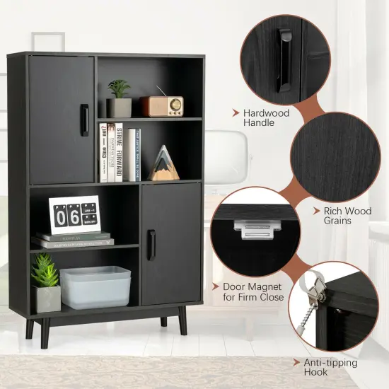 Costway Sideboard Storage Cabinet Bookshelf Cupboard w/Door Shelf Black / White / Espresso {8}