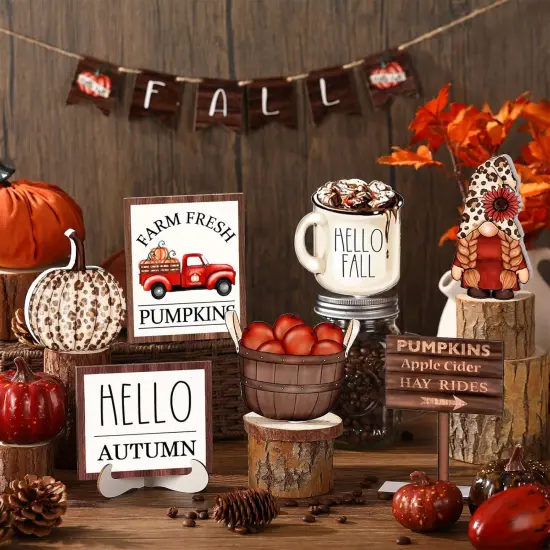 13 Pcs Fall Tiered Tray Decor Set Thanksgiving {2}