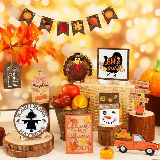 15 Pcs Fall Tiered Tray Decor Set {4}