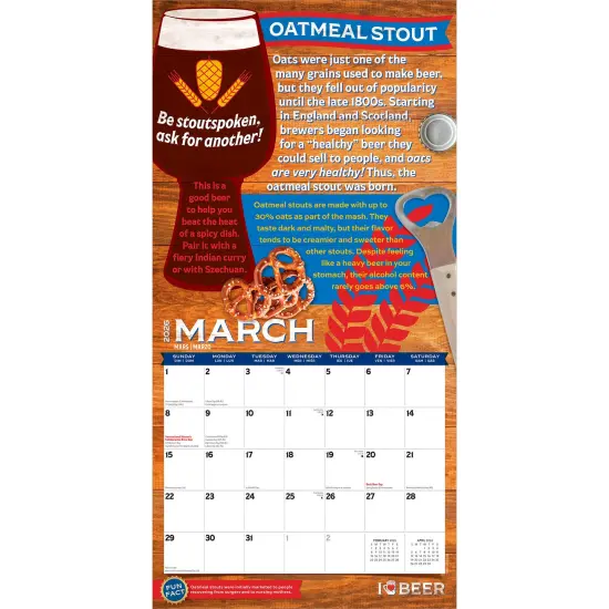 I Love Beer | 2026 12 x 24 Inch (Hanging) Monthly Square Wall Calendar | Plastic-Free {3}