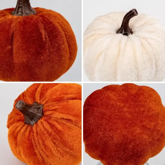 10PCS Assorted Velvet Pumpkins Small Fake Pumpkins {3}