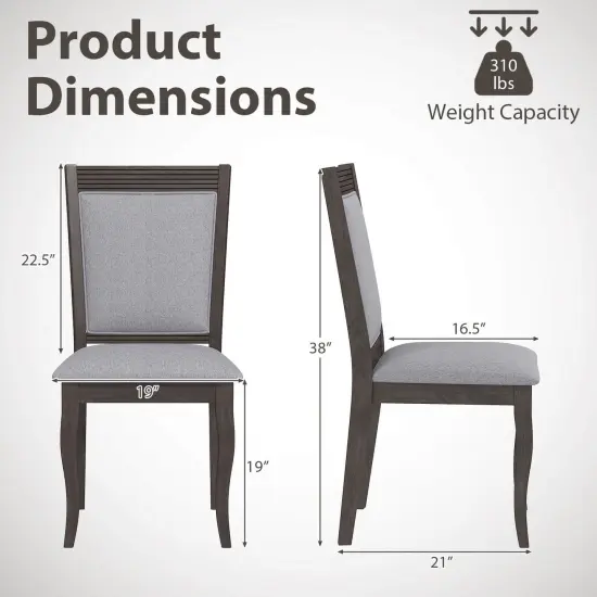 Costway 2PCS/4PCS Wood Dining Chairs with Rubber Wood Frame Padded Seat High Backrest {3}