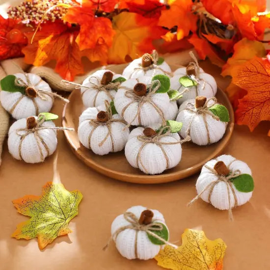 12 Pcs Fall Mini Knit Pumpkins for Centerpieces {1}