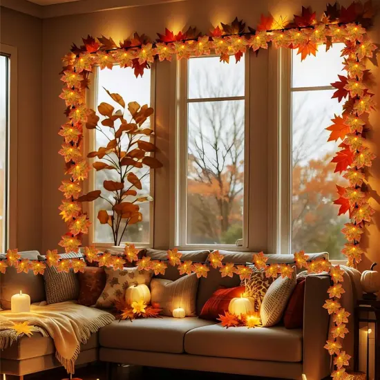 Fall Decor Maple Leaf String Lights,13.5ft 35 LED {5}