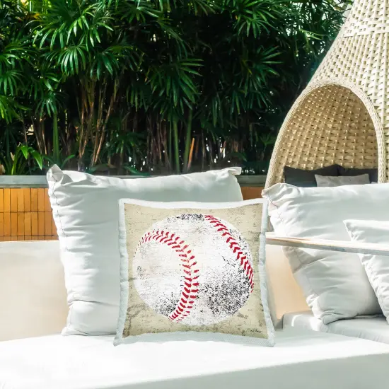 Stupell Industries Rustic Baseball Sports Ball Outdoor Printed Pillow, 18 x 7 x 18 {2}