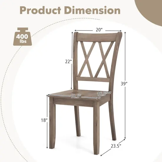 Costway Wooden Dining Chairs Set of 2/4 with Ergonomic Seat Rubber Wood Frame & High Backrest {3}