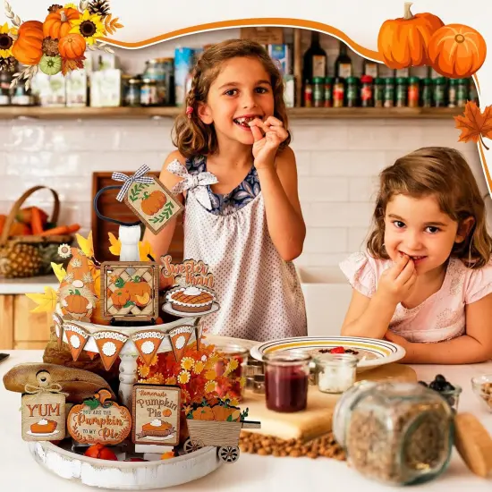 Set of 15 Fall Tiered Tray Decor Pumpkins {3}