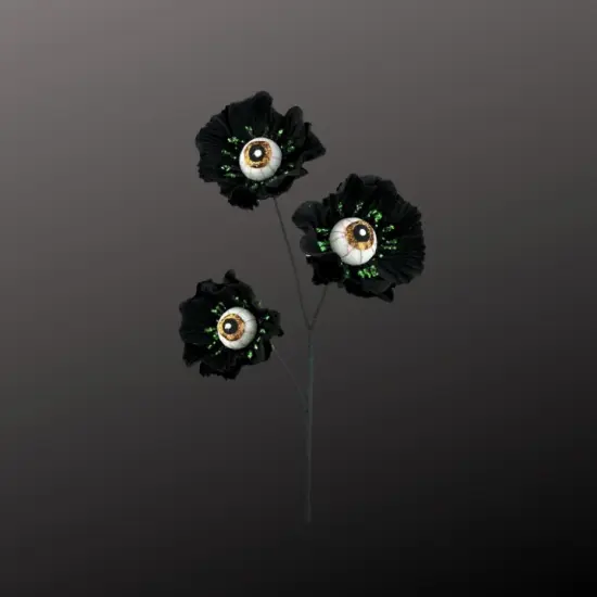 24" Eyeball Flower Spray &ndash; Halloween Floral Stem in Black or Purple, Spooky Decor for Wreaths, Arrangements, and Centerpieces {7}