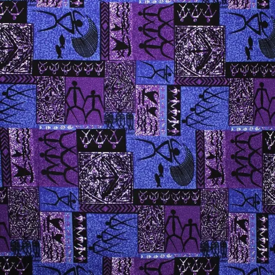 1 Yard Hawaiian Tapa Petroglyphs Light Barkcloth Fabric 100% Cotton, 45" Width Purple {1}