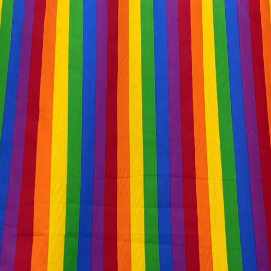 1 Yard Rainbow Stripe Poly Cotton Fabric 59/60 Inch Width {2}