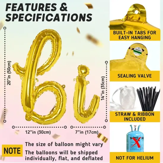 Happy Birthday Cursive Gold Foil Balloons {5}