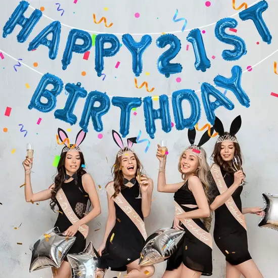 76pcs Happy Birthday Balloon Banner - BLUE (with Balloon Pump) {2}