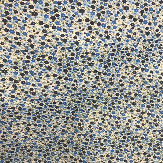 1 Yard Navy Royal Baby Blue Calico Print Poly Cotton Fabric for Sewing Crafts and Home Use 59/60 Inch Width {1}