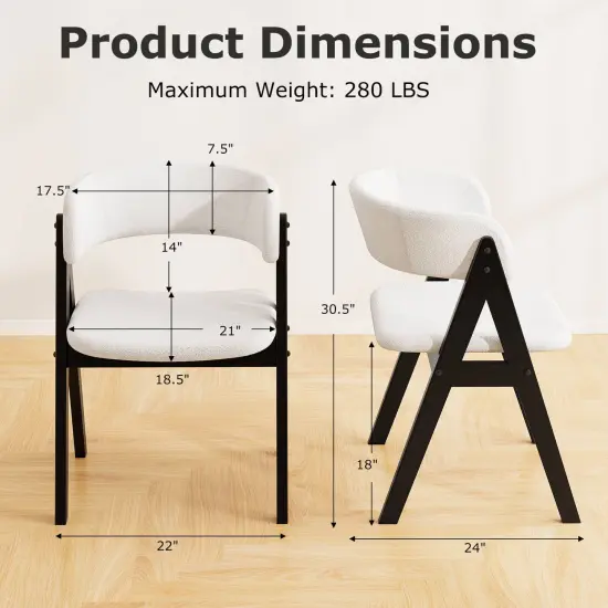 Costway Dining Chairs Set of 2/4 Mid-Century Upholstered Kitchen Armchairs with Padded Seat Black/Brown {12}