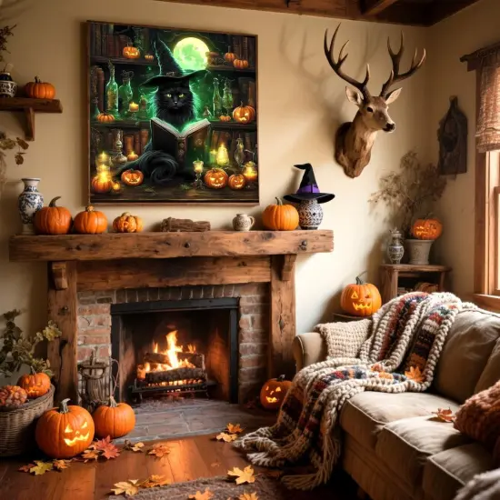 Halloween Cat Diamond Painting Kits - 14x14 Inch {3}