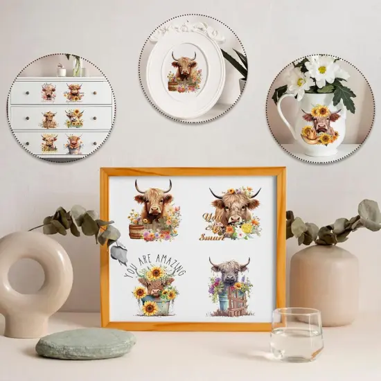 20 Sheets Highland Cow Rub on Transfer {4}