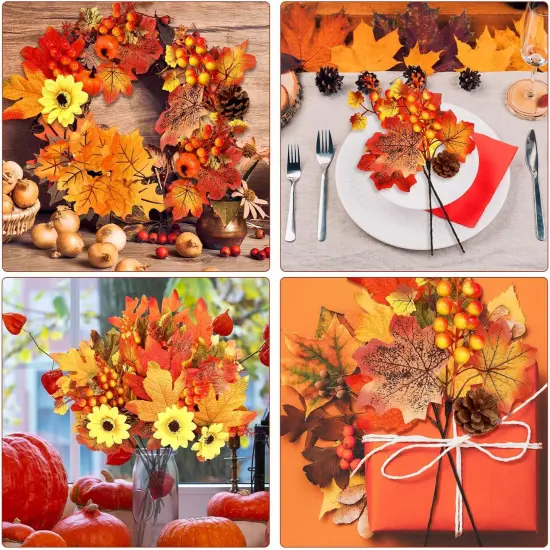 16 Pcs Artificial Fall Flowers Maple Table Centerpiece {5}