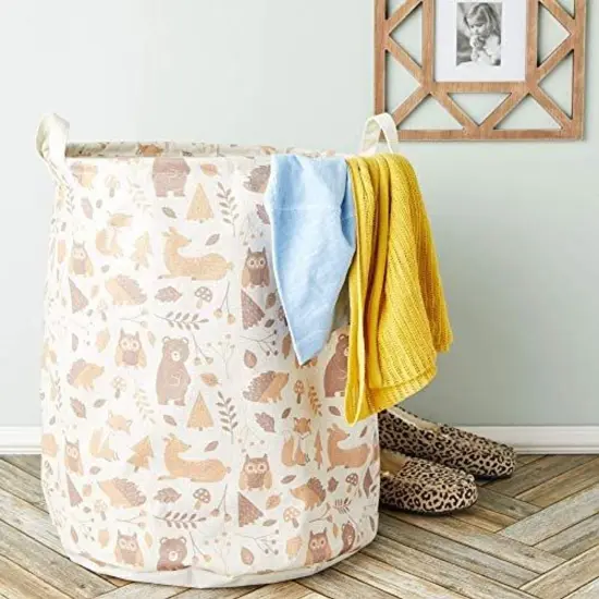 Okuna Outpost Collapsible Woodland Nursery Hamper with Handles (15.7 x 19.7 in) Multicolor {6}