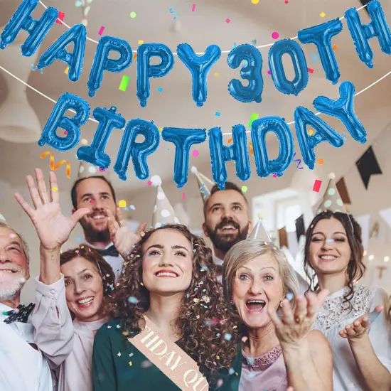 76pcs Happy Birthday Balloon Banner - BLUE (with Balloon Pump) {5}