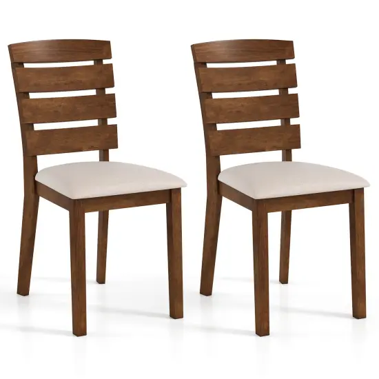 Costway Dining Chair Set of 2/4 Upholstered Kitchen Chair with Slatted High Backrest {1}