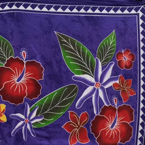 72" L x 45" W Tropical Flowers Banana Leaf Sarong Polyester Fabric Orange {3}