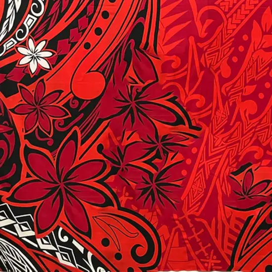 72" L x 45" W Kingdom of Tonga Seal Tiare Sarong Polyester Fabric Red {1}