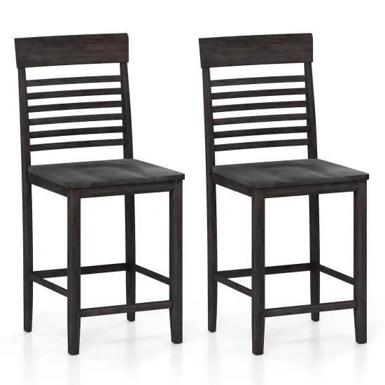 Costway Counter-Height Dining Chair Set of 2/4 with Footrests Solid Wood Frame Modern {7}