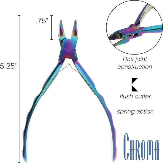 The Beadsmith Chroma Series Flush Cutter, 5.25 inches with hardened stainless-steel head, rainbow titanium coating, contoured comfort grip handle and double-leaf spring, tool for jewelry making {4}