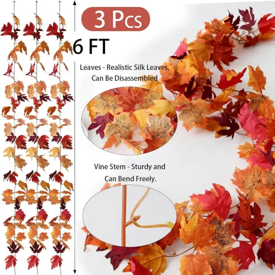 3 Strands Artificial Fall Maples Leaf Garland {2}