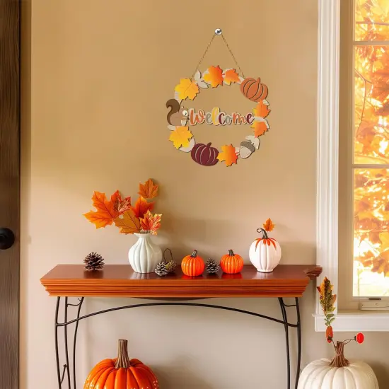 Pumpkin Maple Leaf Welcome Sign - Fall Wreaths {4}