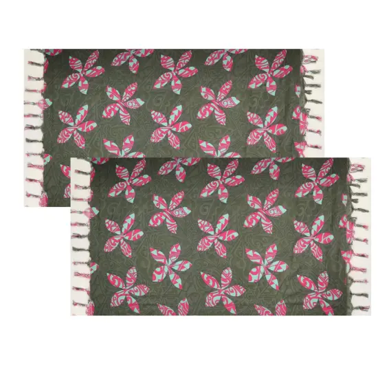 72" L x 45" W Colorful Tiare Sarong with Fringes Rayon Fabric Gray {4}