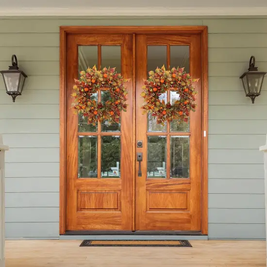 22 inch Artificial Fall Wreaths for Front Door {3}