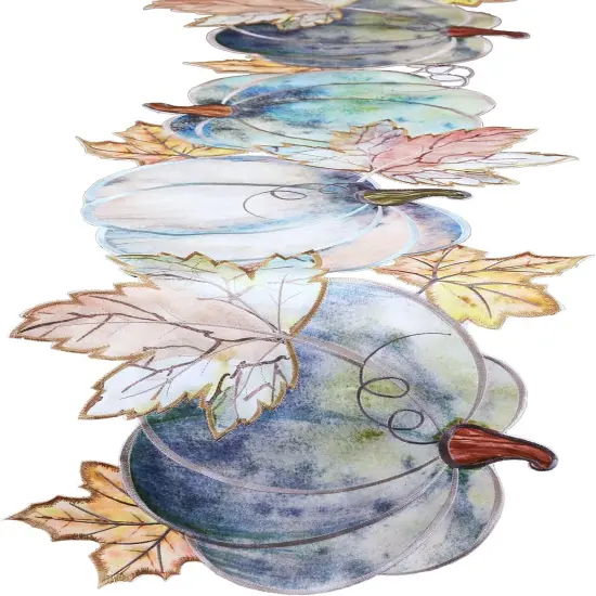 Fall Blue Harvest Pumpkins Table Runner {1}